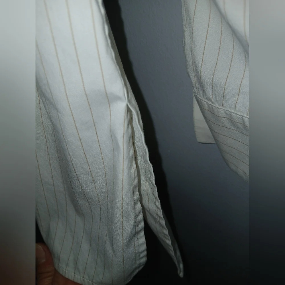 Lafayette 148 womens Small white pinstripe long sleeve button down shirt office - Picture 3 of 9